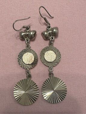 Sterling Silver Drop Disc Dangle Earrings - Women Jewelry